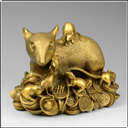 金錢(qián)鼠純銅擺件