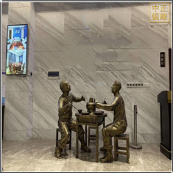 火鍋店門口迎賓人物銅雕塑 火鍋店門口迎賓人物銅雕塑