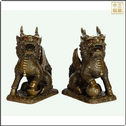 小型銅麒麟雕塑擺件 小型銅麒麟雕塑擺件